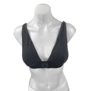 Skims Women's Black Sleeveless Plunge Neck Cami Bralette Crop Tank Top Size XL